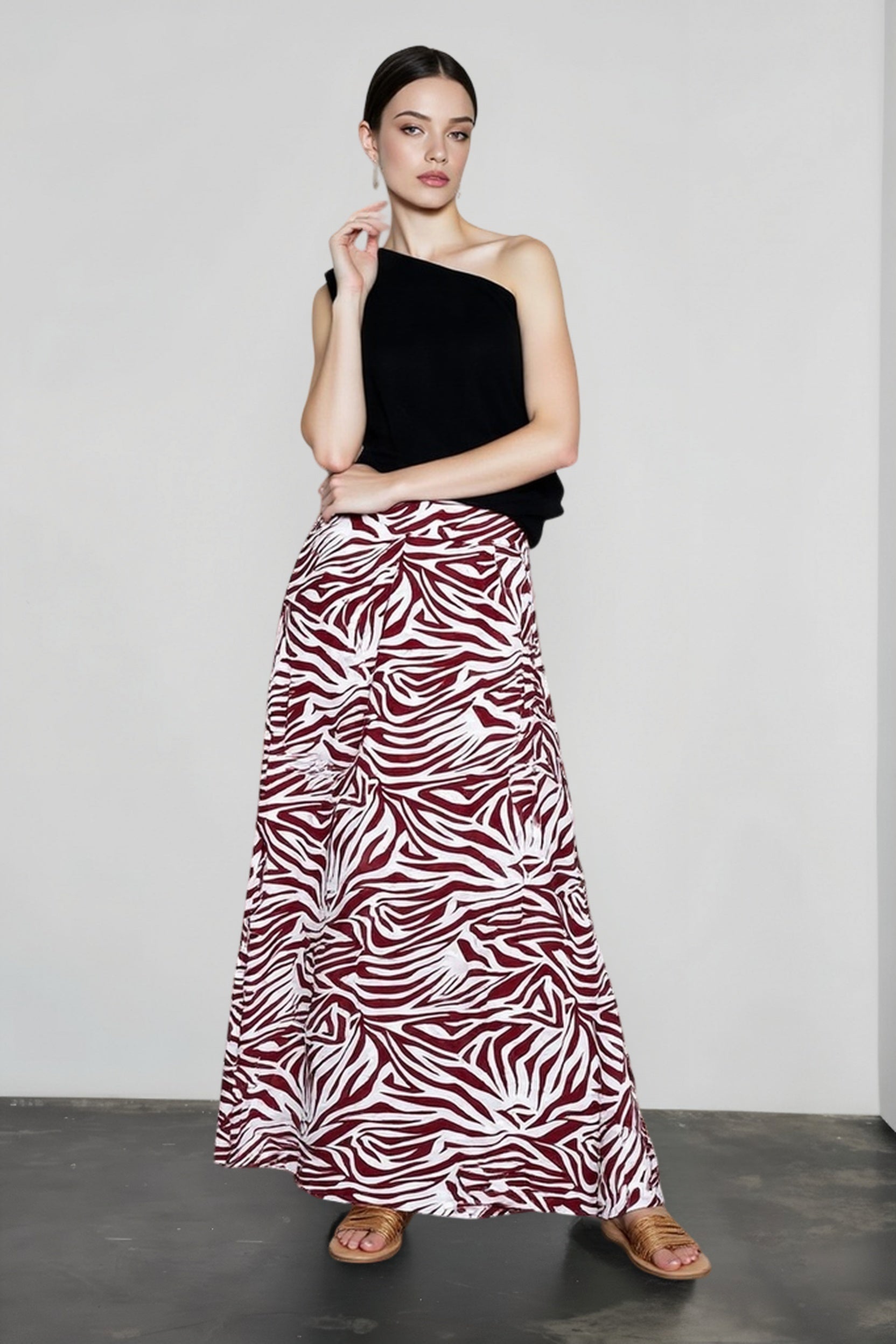 Elegant Zebra Print Umbrella Vacation Skirt