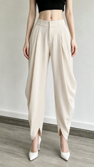 High-Waisted Loose Drapey Ruched Pants