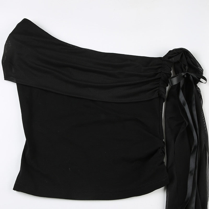 Asymmetrical Draped Sleeve Top