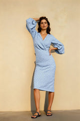 Women Vintage Dot Print Slim Party Dress