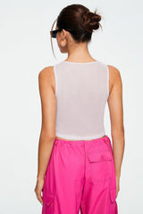 Lips Print Sleeveless Mesh Tank Top