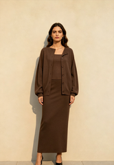 Elegant Minimalist Knit Long Sleeve Cardigan Cami Three Piece Set