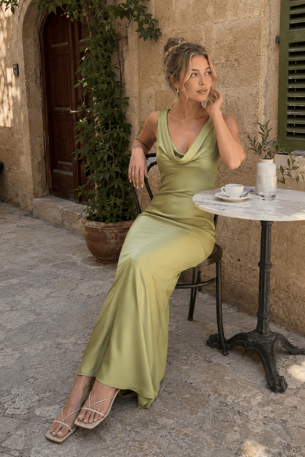 Satin Bodycon Backless Fish Maxi Dress