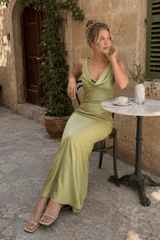 Satin Bodycon Backless Fish Maxi Dress