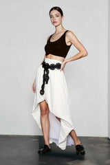 Cotton Tulip Hem Asymmetric Skirt