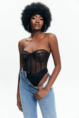 Off Shoulder Mesh Underwire Cut Out Bodysuit