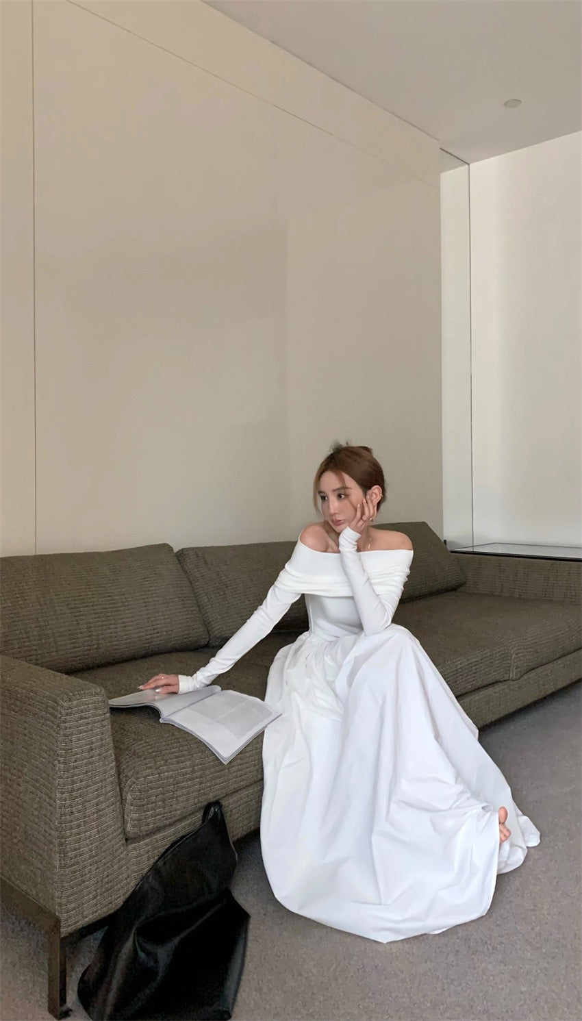 Off Shoulder Criss Cross Long Dress