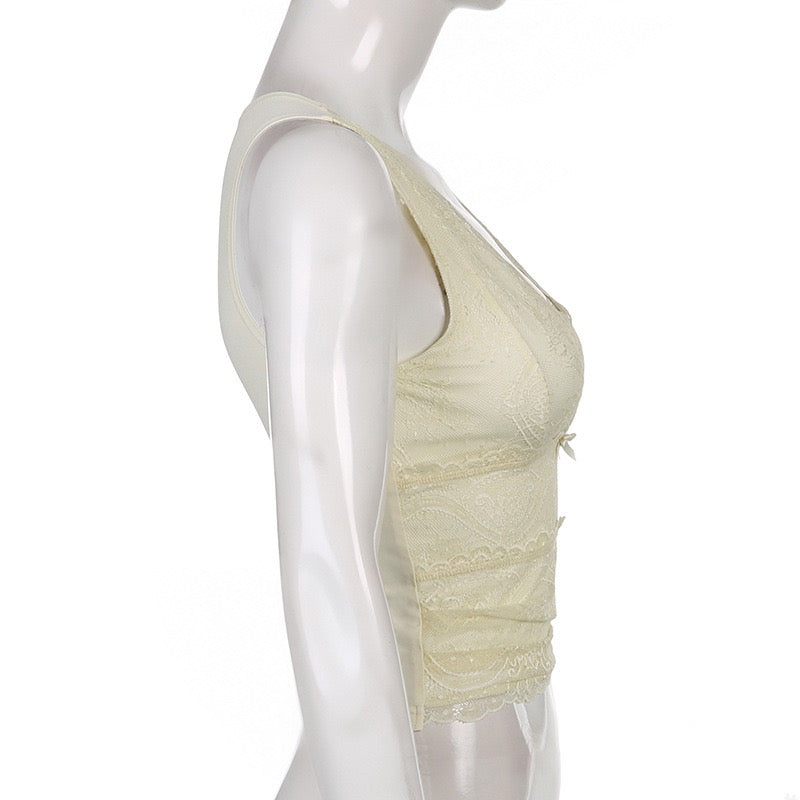 V-Neck Lace Tank Top
