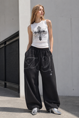 Vintage Hip Hop Graphic Baggy Straight Pants