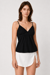 Solid Lace Trim Backless Slim Cami Top