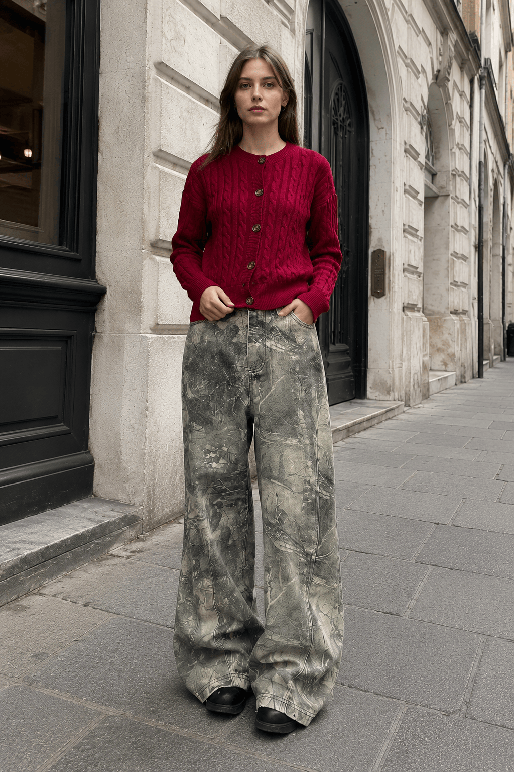 Loose Hip Hop Washed Tree Camo Jeans