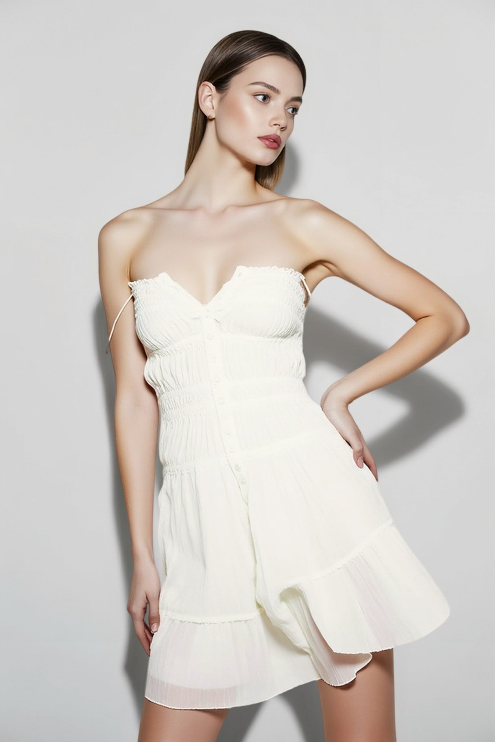 Fairy Ruched  Spaghetti Strap Bodycon Mini Dresses