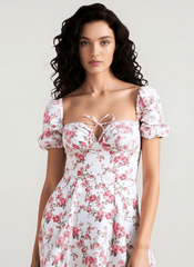 Puff Sleeve Vintage Elegant Floral Dress