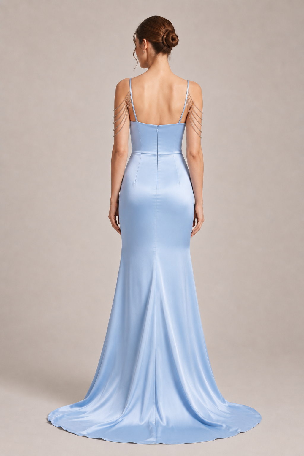 Satin Spaghetti Strap Mermaid Party Dress