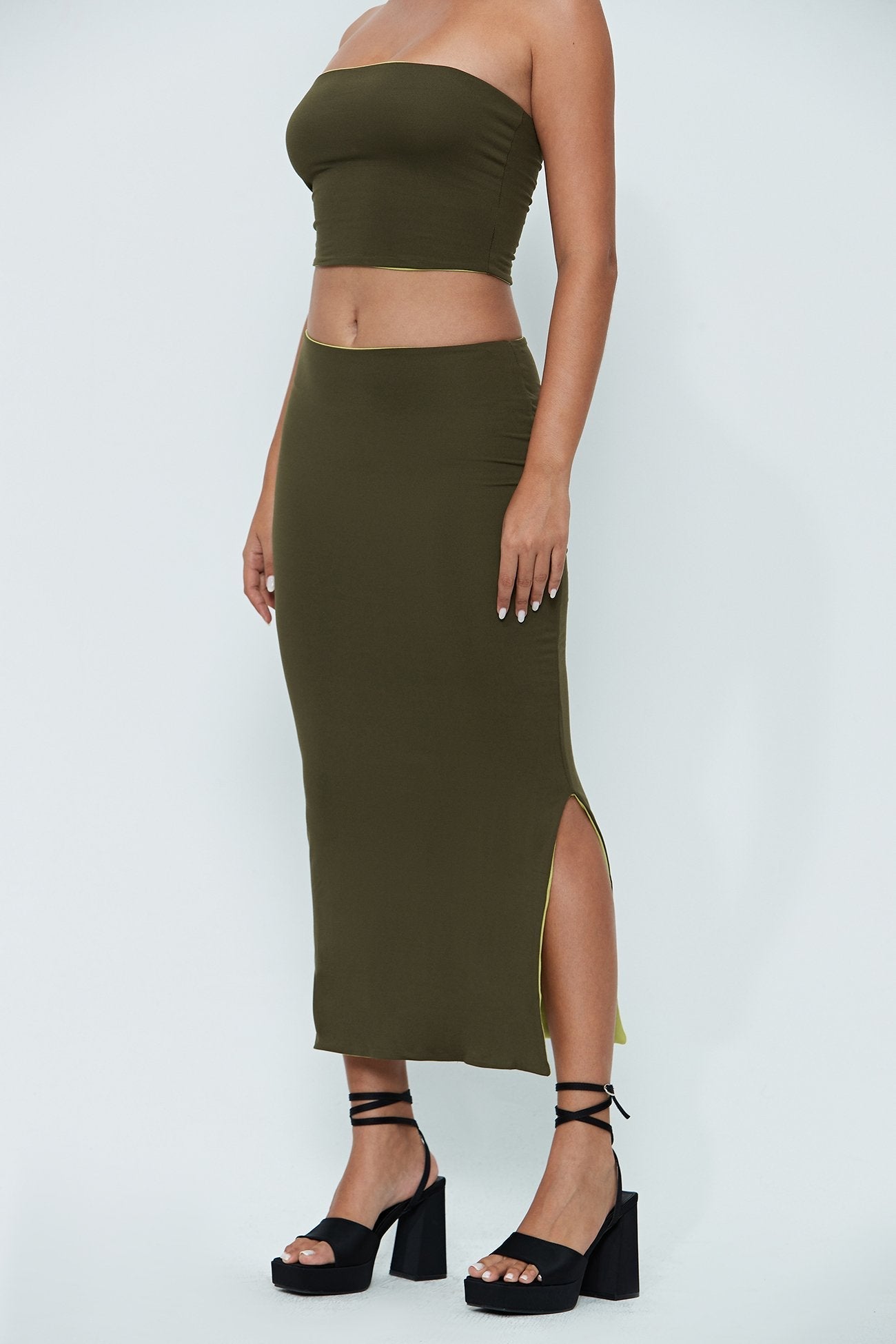 Reversible Split Hem Maxi Skirt