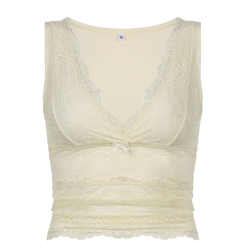 V-Neck Lace Tank Top
