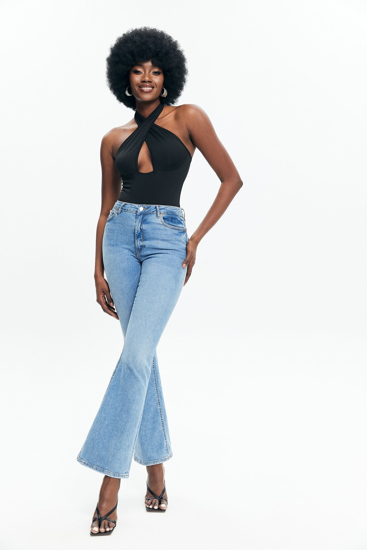 Cut Out Off Shoulder Halter Neck Bodysuit