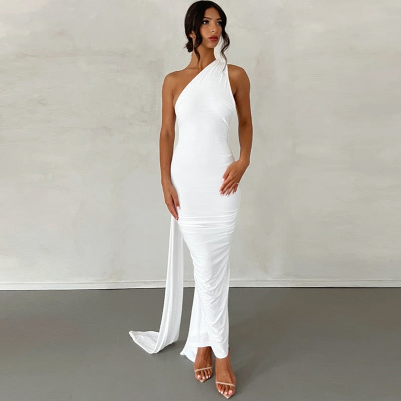 Premium Jersey Cowl Neck Backless Maxi Dress