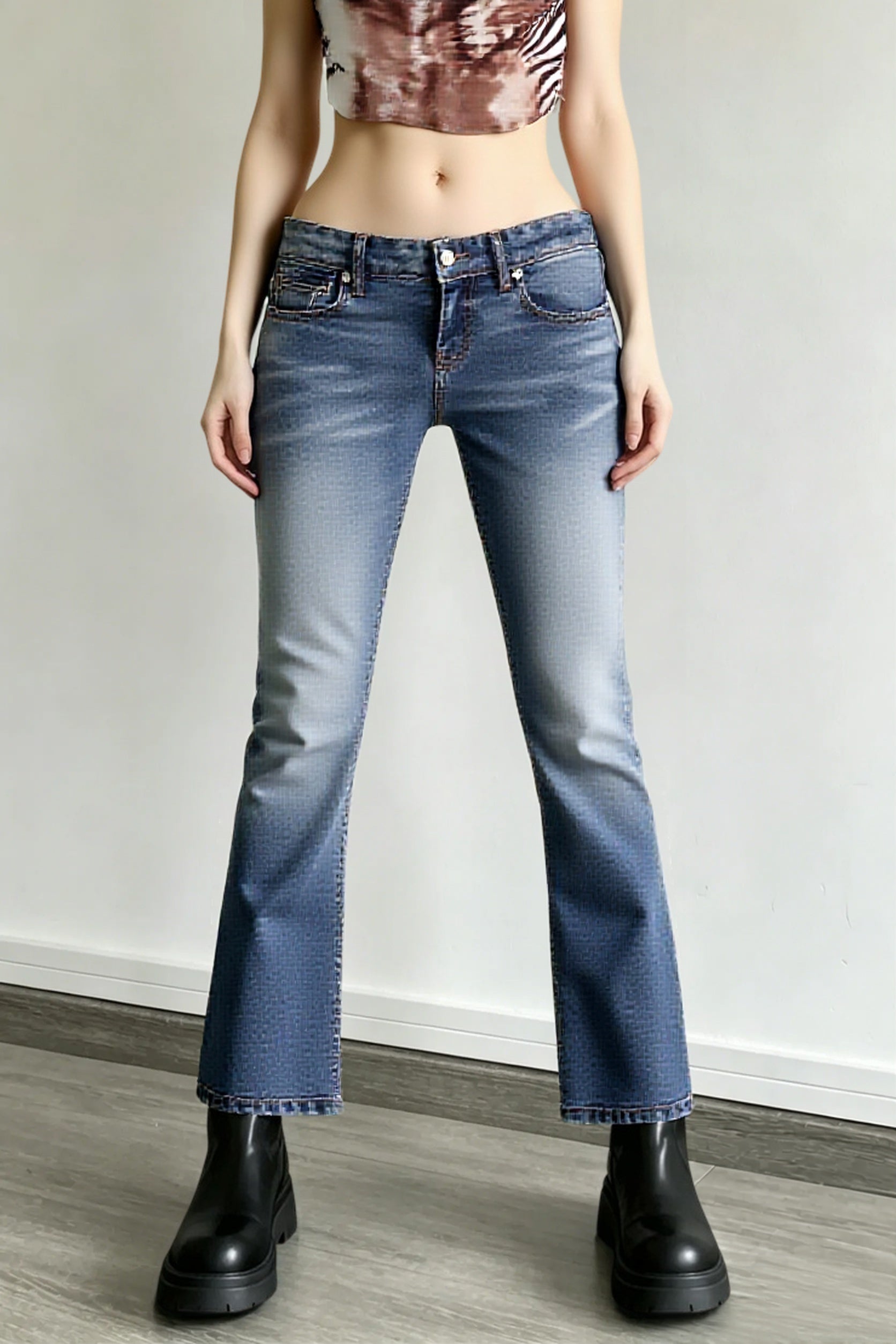 Open Back Lace Up Y2K Flare Jeans