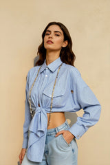 Back Stripe Button Detail Blouse