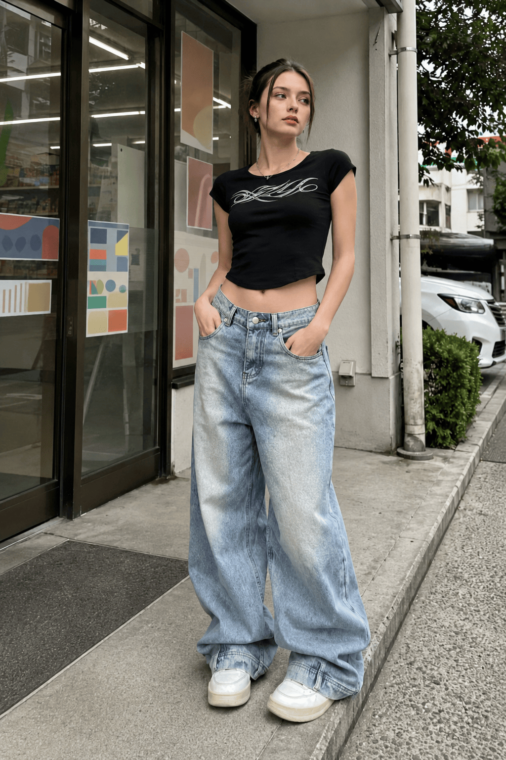 Loose Fit Reverse Pocket Jeans