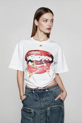Lips Print Colorblock T-shirts