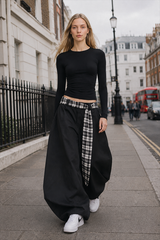 Vintage Layered Wide-Leg Palazzo Pants