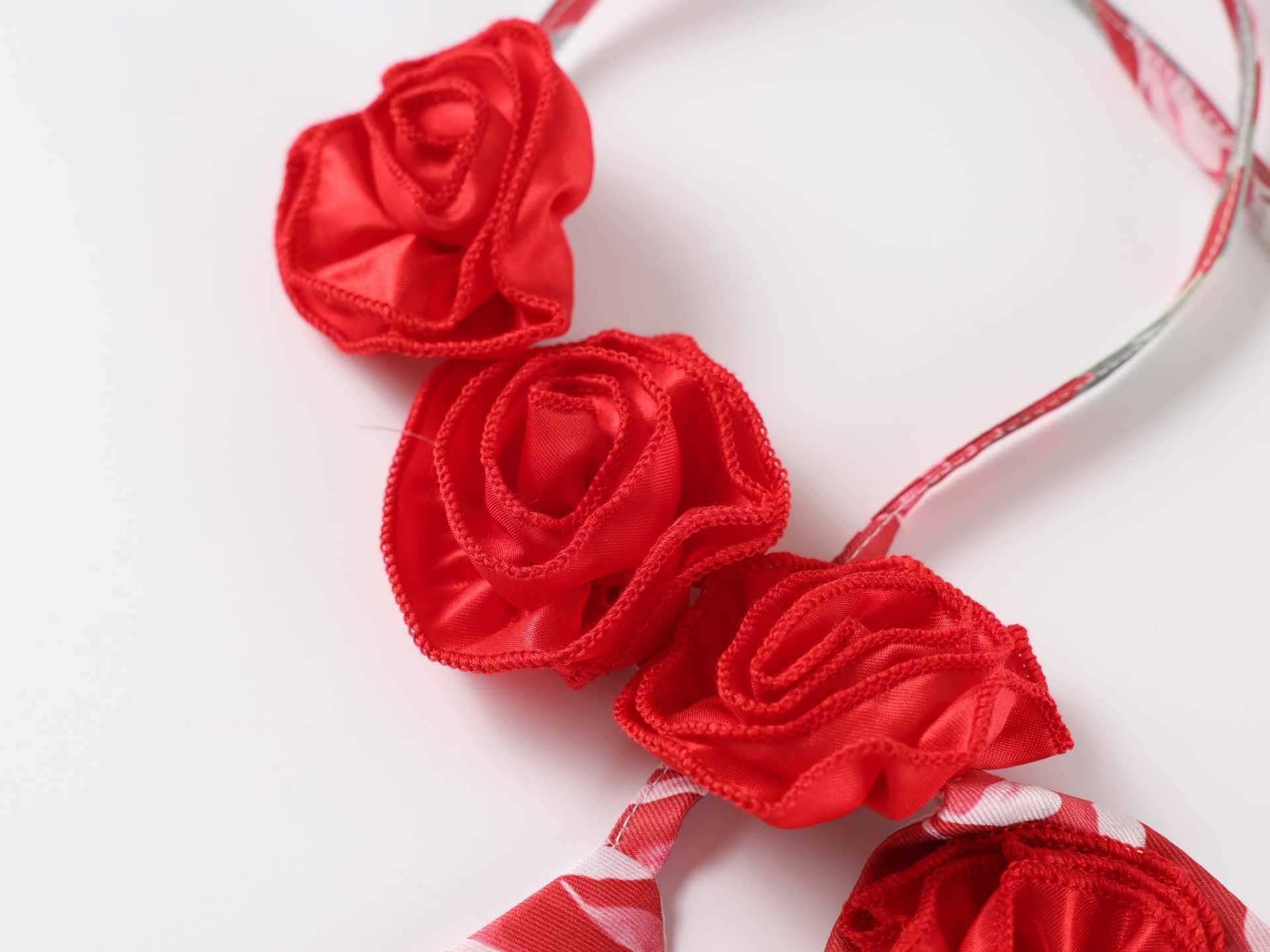 Satin Rosette Decor Halter Long Dress