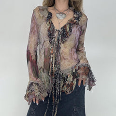 Ruffled Bell Sleeve Blouse