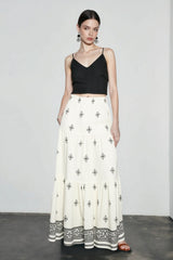 Boho Print High Waist A Line Vacation Skirt