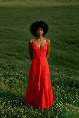 Elegant V Neck Tunic Ruffles Maxi Dress