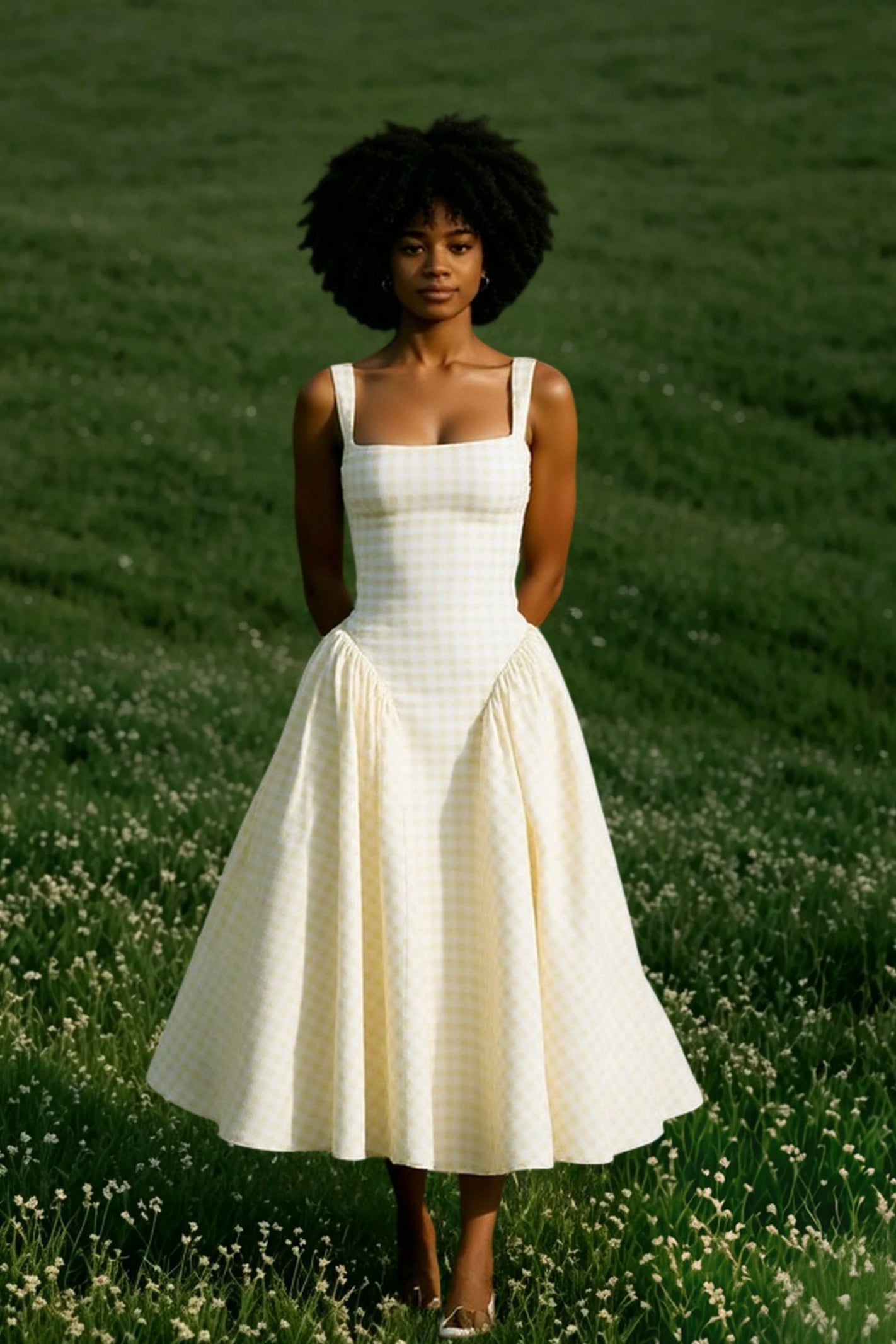 Gingham Backless Slip Birthday Dress