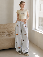 Street Style Embroidered Baggy Pants