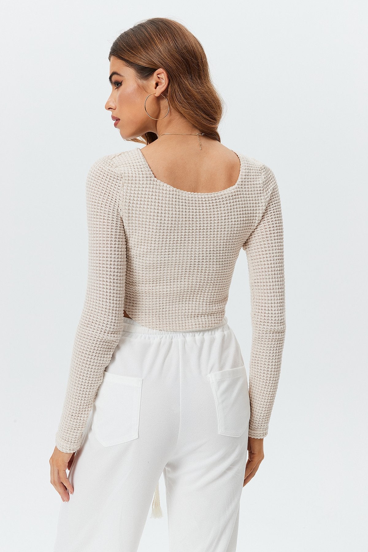 Asymmetrical Hem Solid Long Sleeve T-Shirt