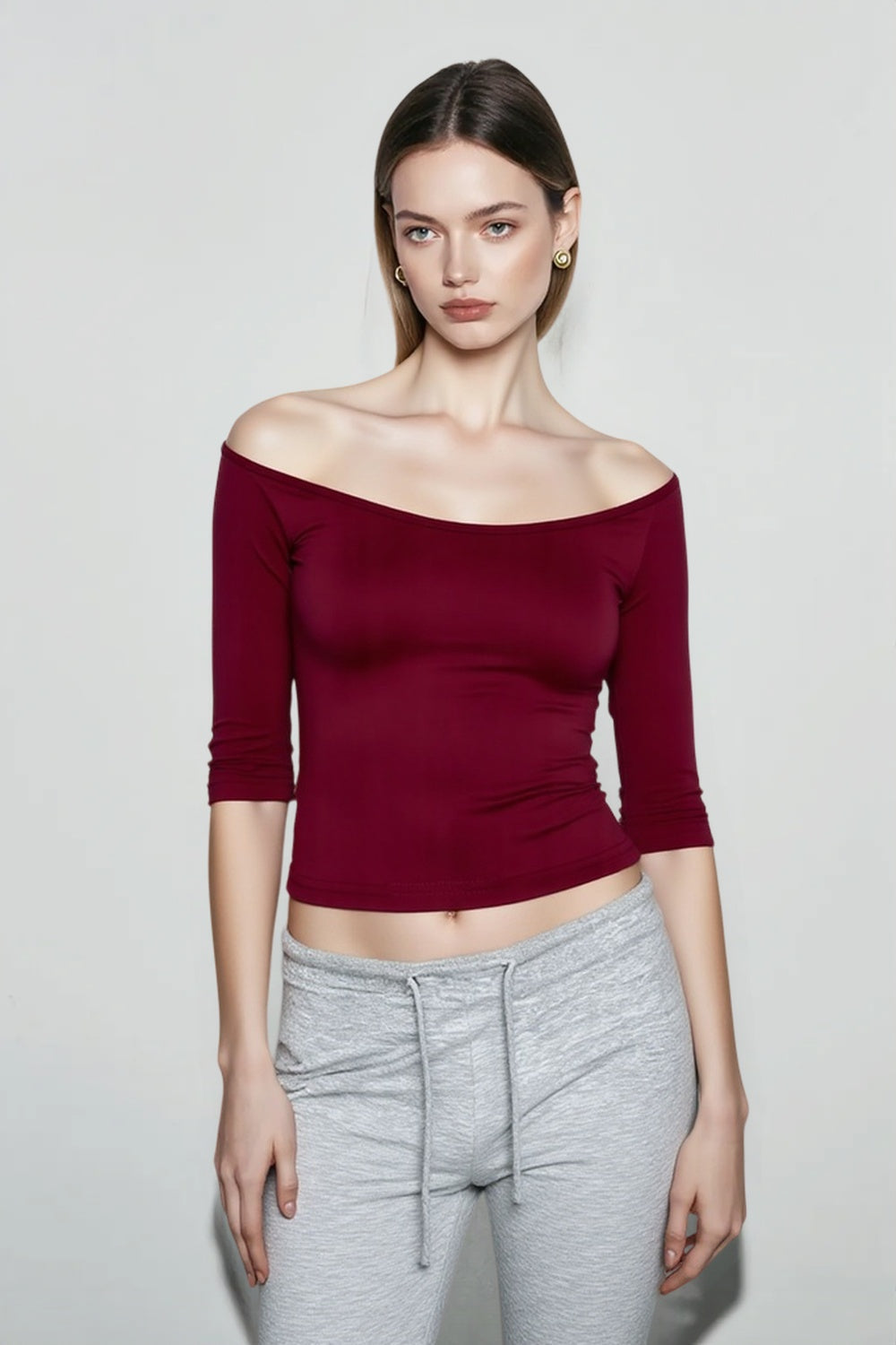 Deep U Neck Fitted T-shirts