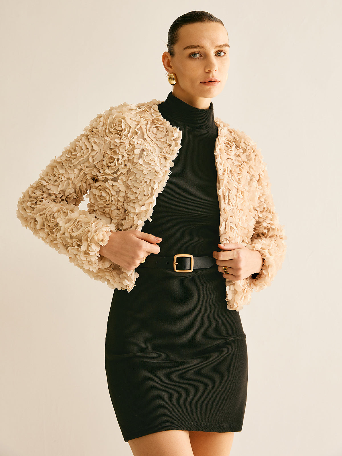 Flower Crew Neck Blazer