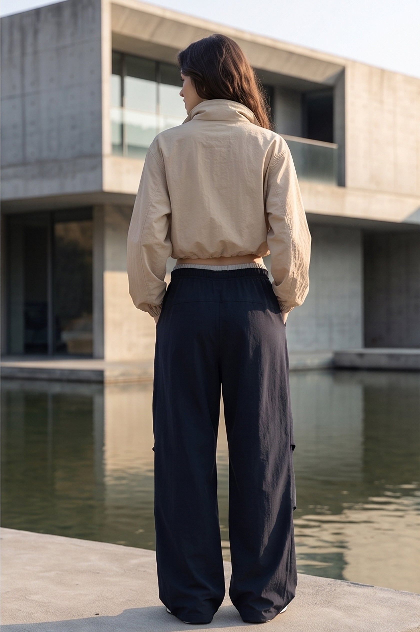 Quick Dry Cargo Wide Leg Cuffed Pants