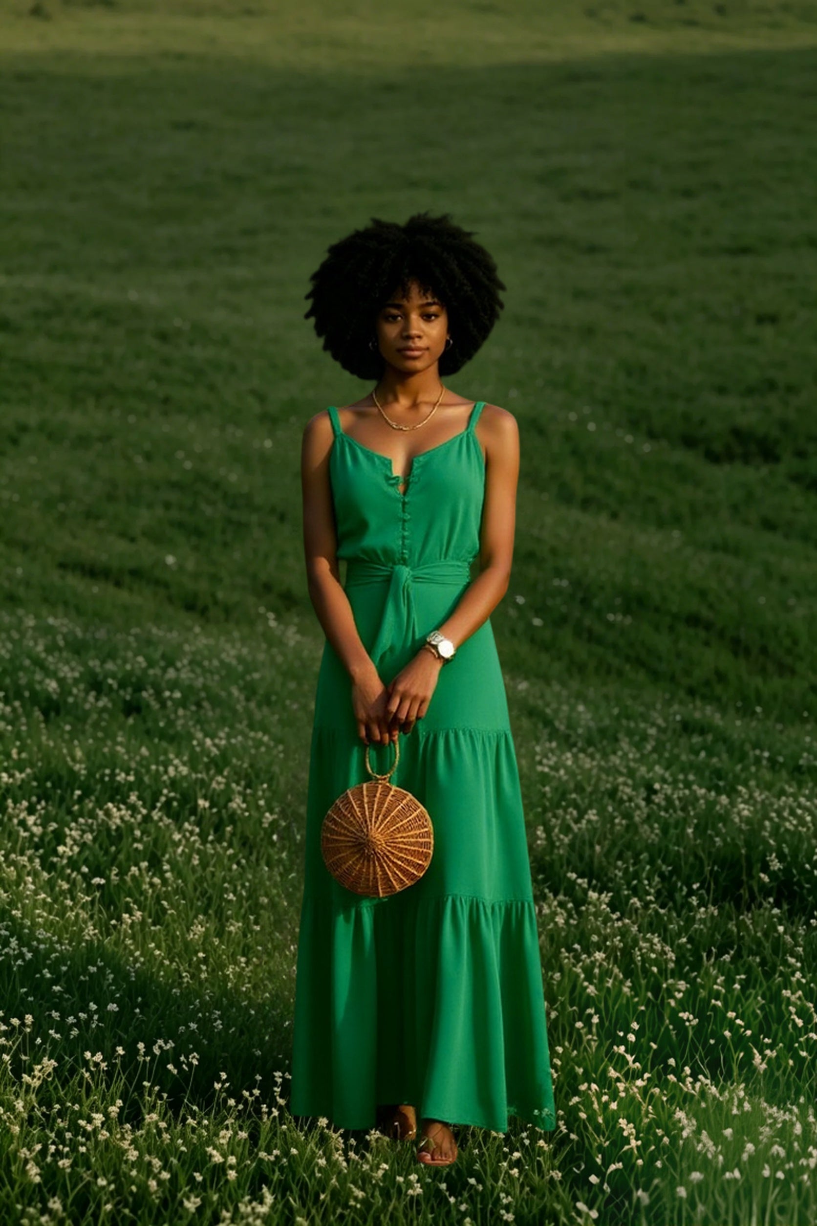 Elegant V Neck Tunic Ruffles Maxi Dress