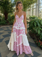 Vacation Floral Cami Lace Maxi Dress