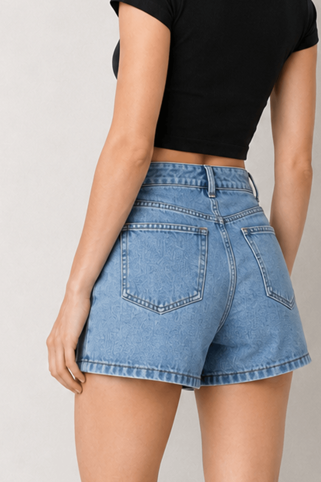 Two In One High Waist A Line Denim Shorts