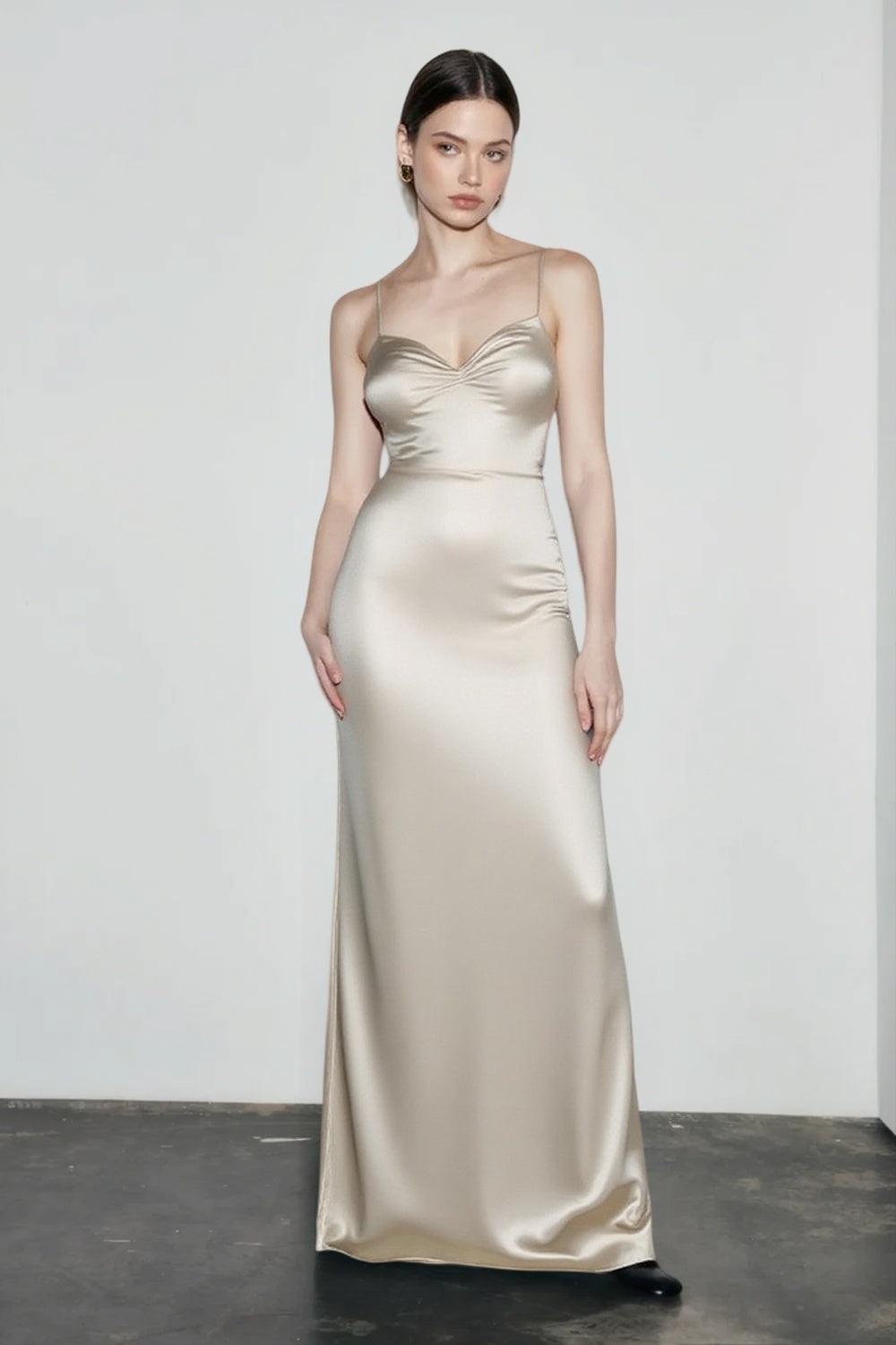 Draped Maxi Silk Dress