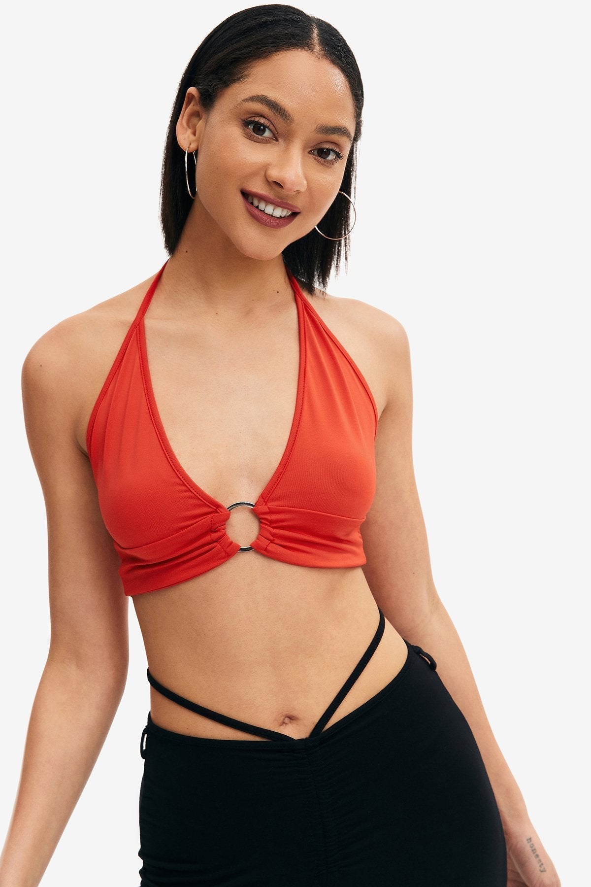 Plunging Neck O-Ring Front Backless Corset Top
