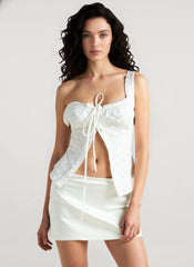 Cami Jacquard Lace Floral Button Tank Top