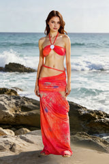 Braiding Prints Cover Up Tube Top Three Piece Swim Sets