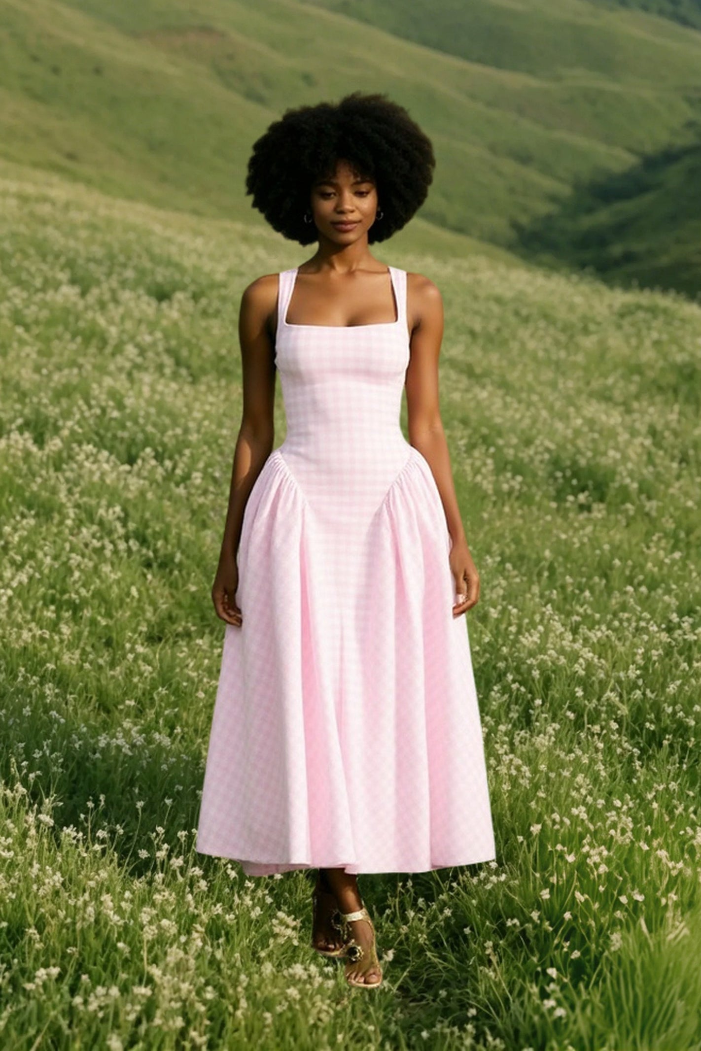 Gingham Backless Slip Birthday Dress