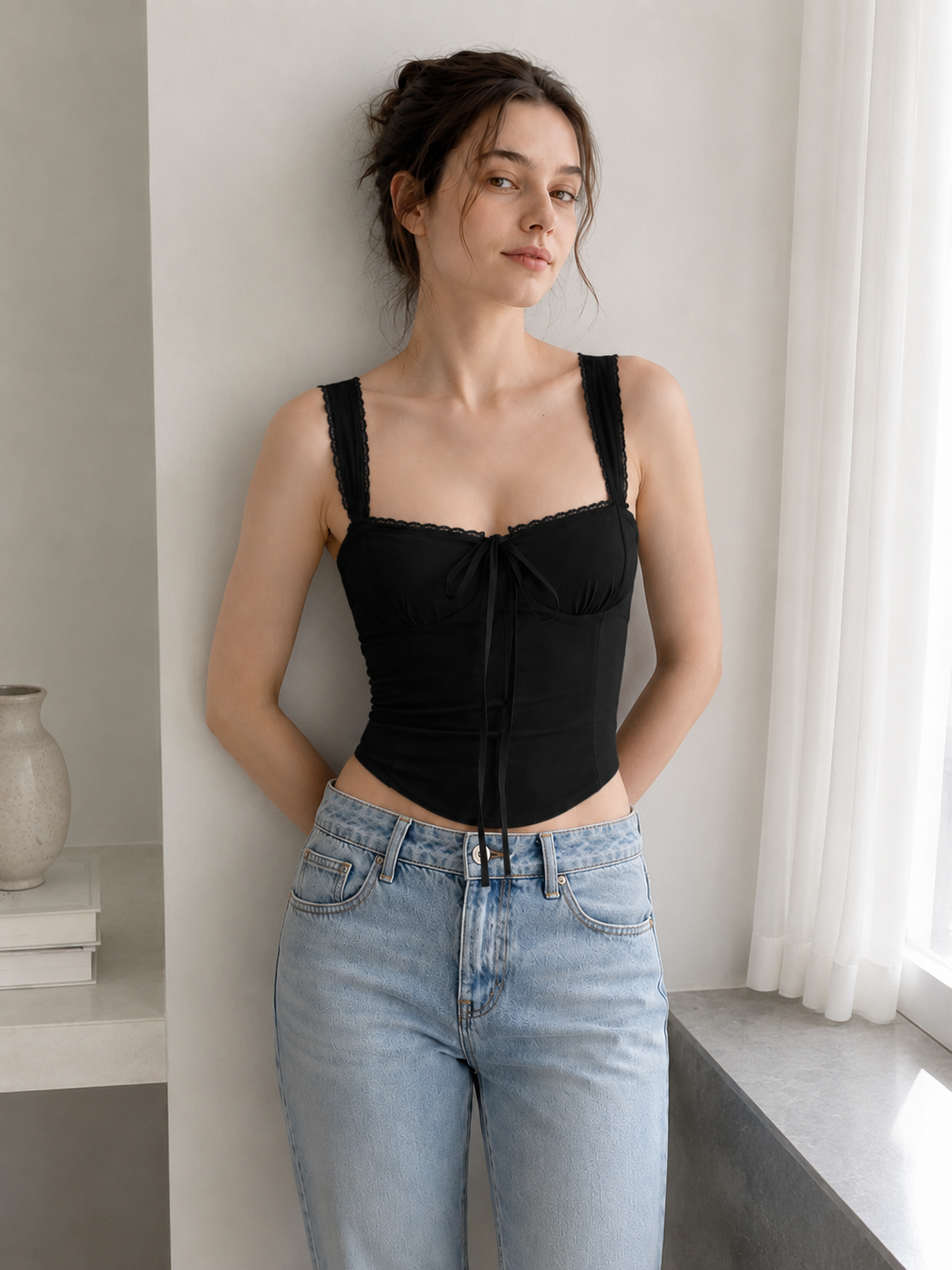 Elegant Sexy Versatile Lace Trim Cami Top