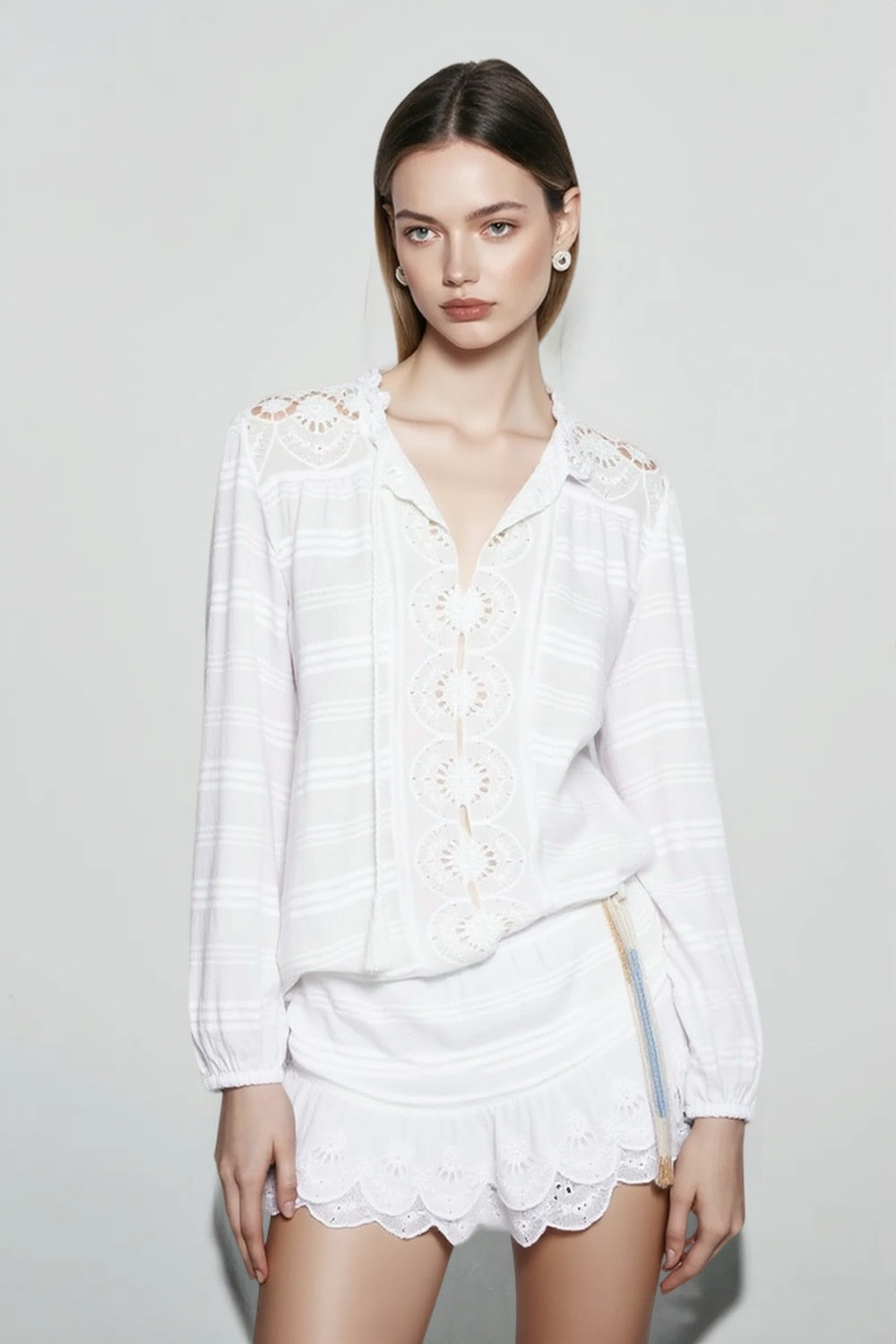 Ruffle Hem Loose Fit Lace Vacation Dress