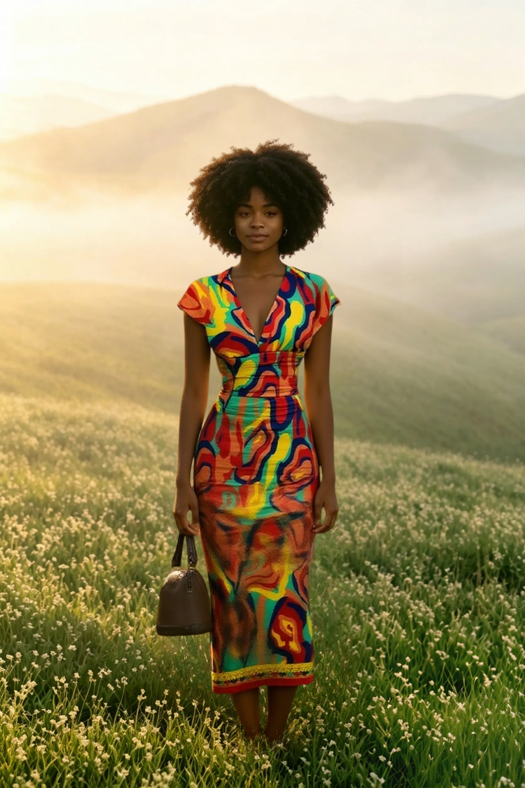 V Neck Sleeveless Wrap Dress Elegant Plaid Midi Dress