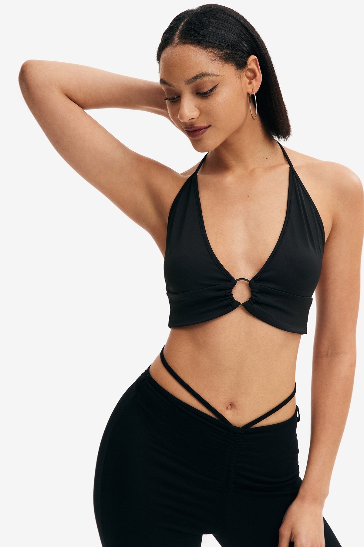 Plunging Neck O-Ring Front Backless Corset Top