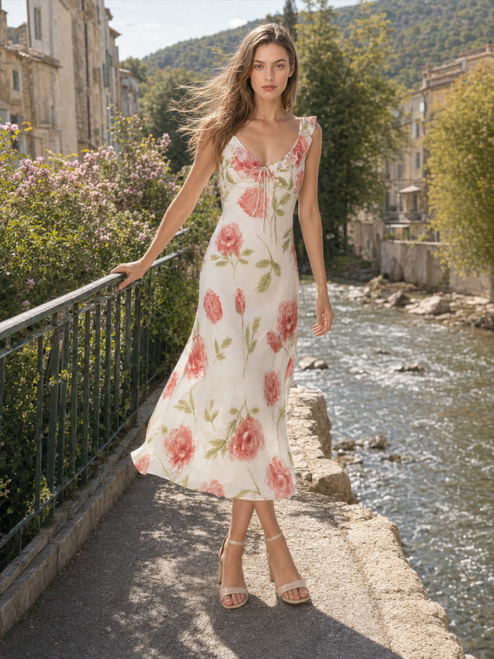 Floral Cami French Style Party Dress